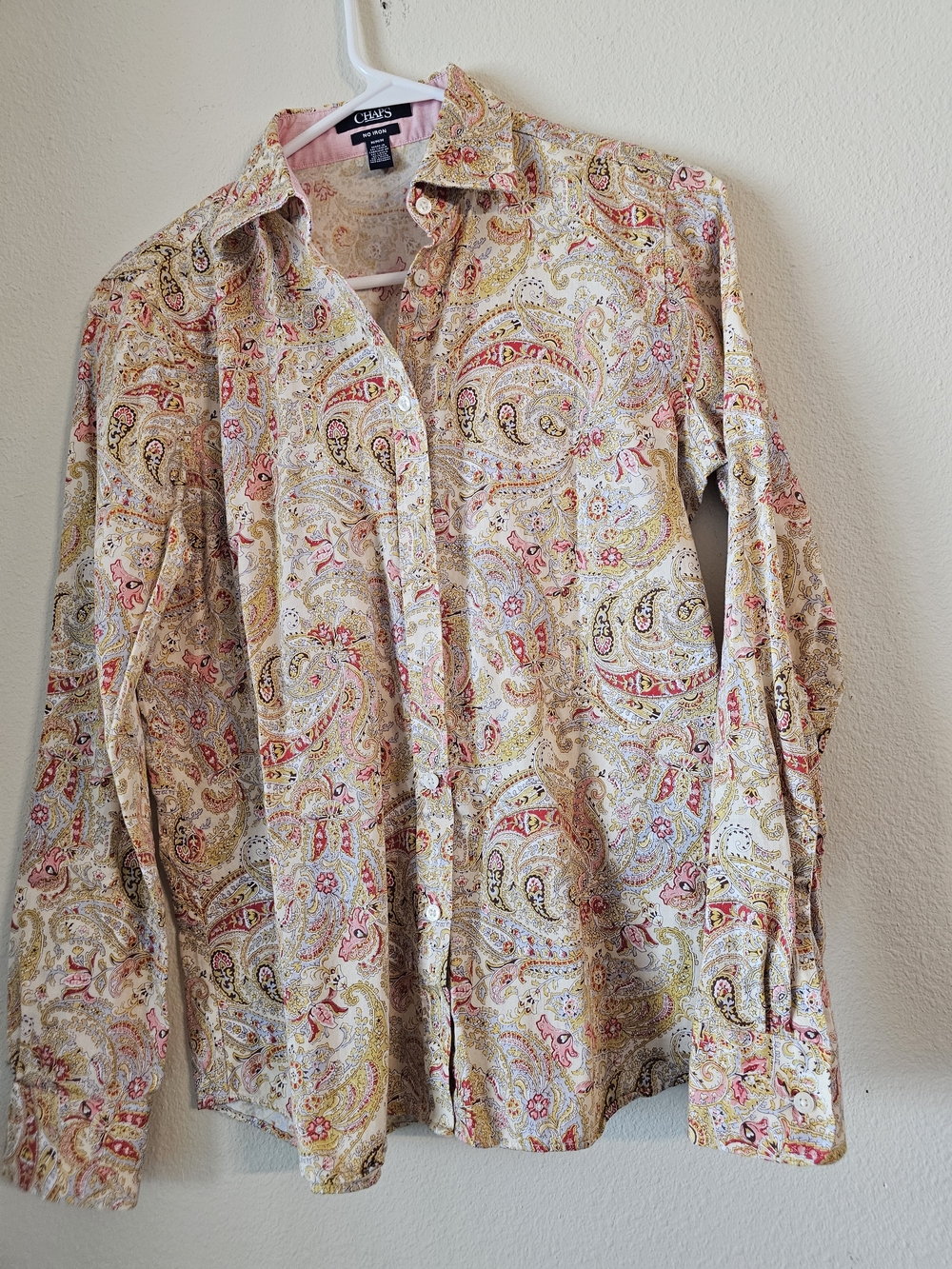 Chaps Paisley Button-Down Shirt in Pink and Cream